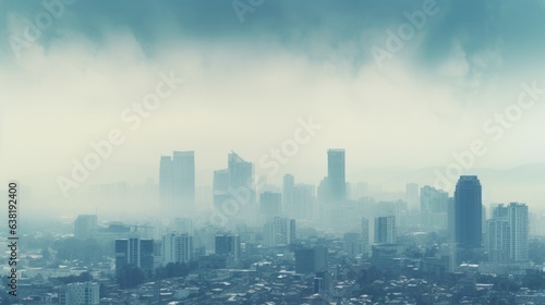 cityscape covered in haze due to increased air pollution generative ai © Kelly