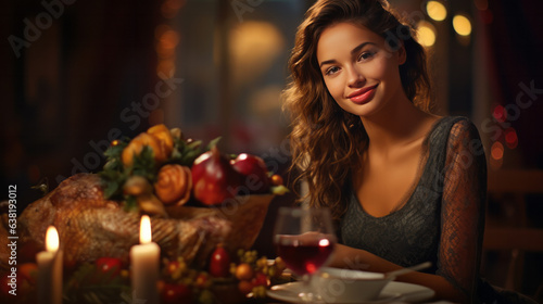 Woman, Christmas dinner, Santa Claus, merry christmas, December, christmas, thanksgiving © Graxaim