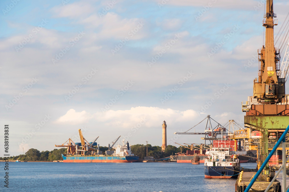Cargo port in Poland. Swinoujscie at Baltic sea.