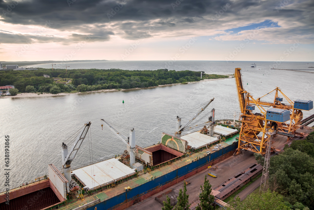 Cargo port in Poland. Swinoujscie at Baltic sea.