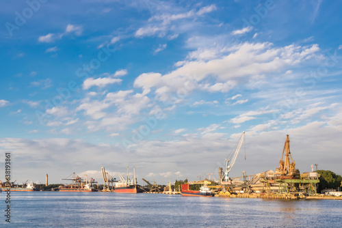 Obraz na płótnie Cargo port in Poland. Swinoujscie at Baltic sea. w salonie