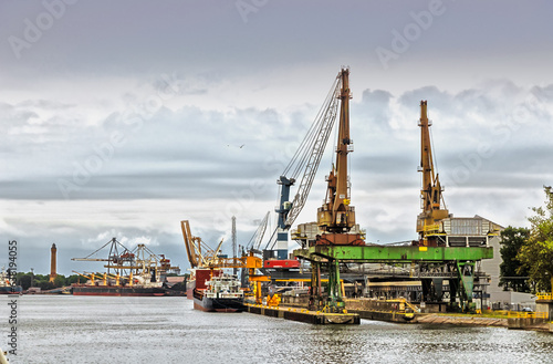 Obraz na płótnie Cargo port in Poland. Swinoujscie at Baltic sea. w salonie