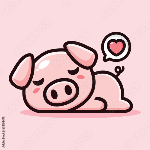 cute pig lazing love sleeping
