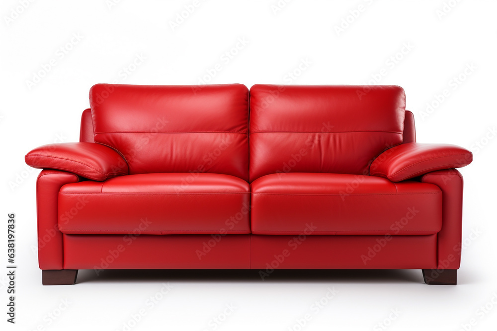 Modern red leather sofa furniture isolated on white background. Modern red leather sofa furniture isolated on white background.