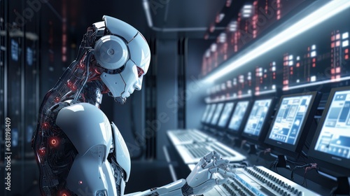 Innovative robot works instead of human, digital future nanotechnology AI