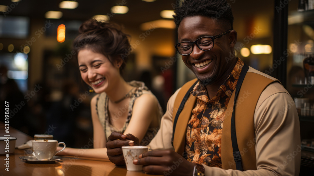 An adorable couple out on a date night. Generative AI. An adorable couple out on a date night. Generative AI.