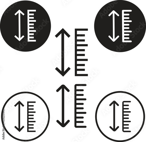 set of adjustable height icon. adjust length symbol. size adjustment arrow sign, isolated on white background. "Adjustable Height" information sign.