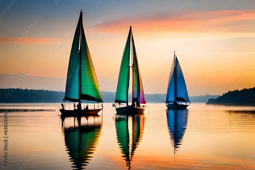 colorful sailboat at sunset