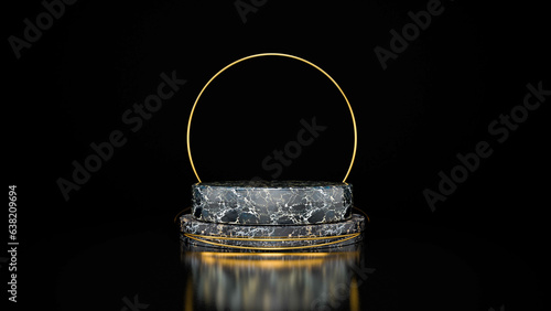 Abstract black background with geometric shape podium for product 3d rendering