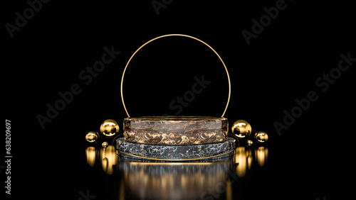 Abstract black background with geometric shape podium for product 3d rendering