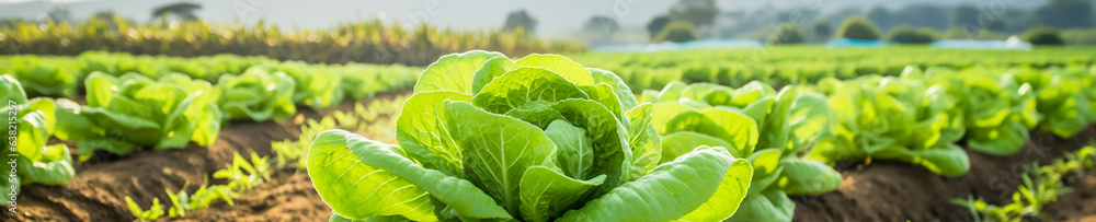 A Banner Photo of Lettuce Growing on a Farm A Banner Photo of Lettuce Growing on a Farm