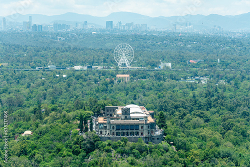 aerial view of chapultepec castle with the forest and the city in the background  photo