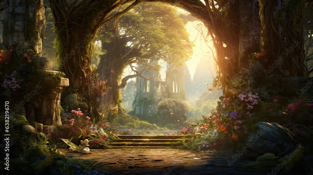 Illustration of a fantasy garden. Illustration of a fantasy garden.