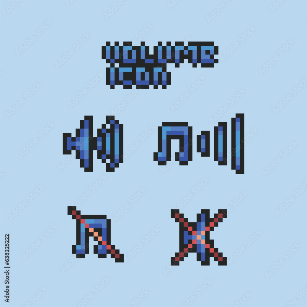 this is volume icon in pixel art with blue color and blue background this item good for presentations,stickers, icons, t shirt design,game asset,logo and your project. this is volume icon in pixel art with blue color and blue background this item good for presentations,stickers, icons, t shirt design,game asset,logo and your project.