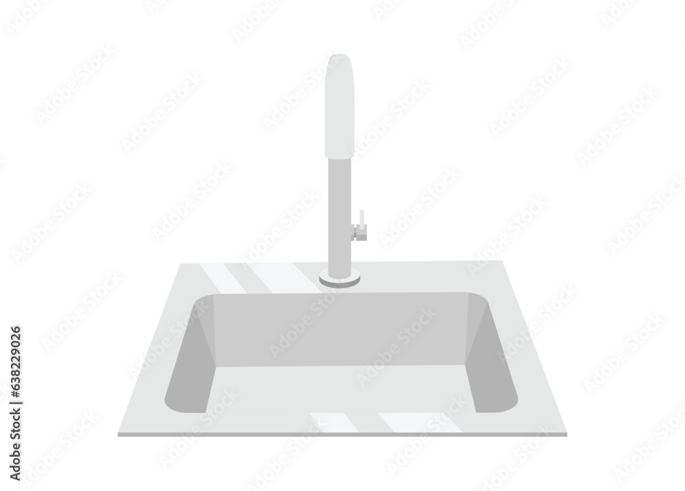 Kitchen sink. Simple flat illustration in perspective view. Kitchen sink. Simple flat illustration in perspective view.