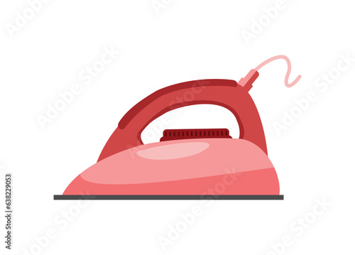 Electric iron with wire. Simple flat illustration