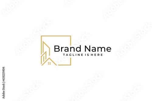 simple abstract modern real estate line vector logo