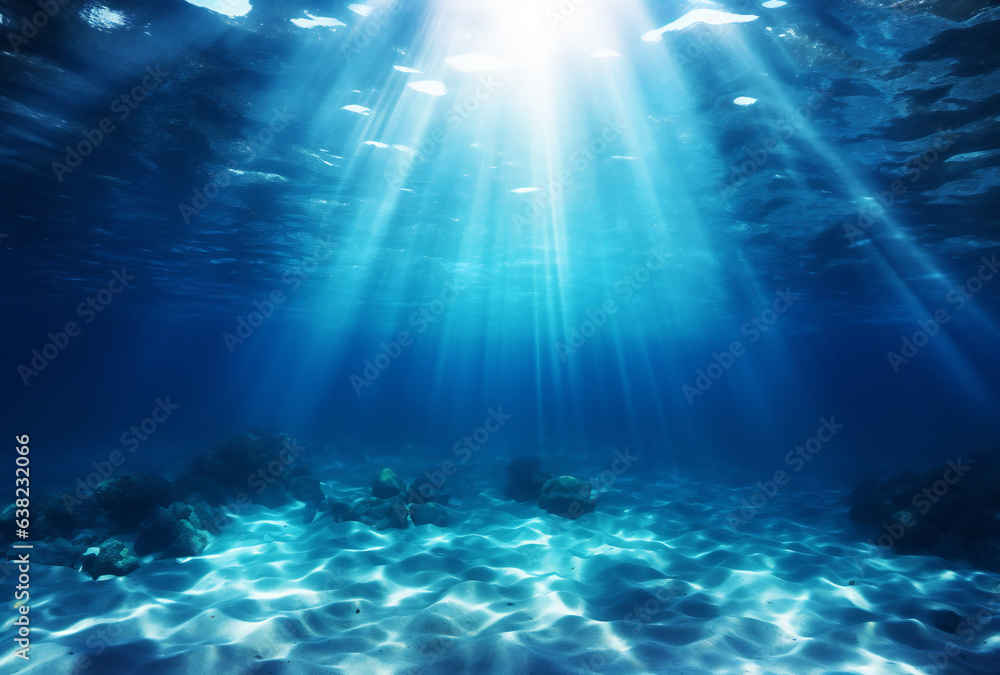 Sunlight Piercing Through Ocean Water