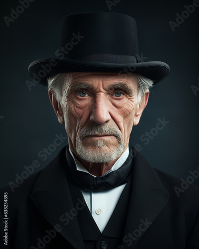 ai portrait of an older man in a suit and top hat