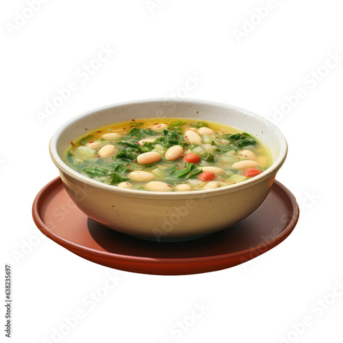 Escarole and white bean soup in a bowl photo