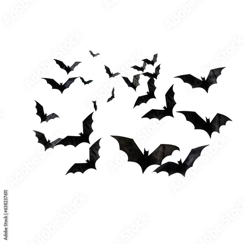Obraz na płótnie Black bats flying over isolated transparent background