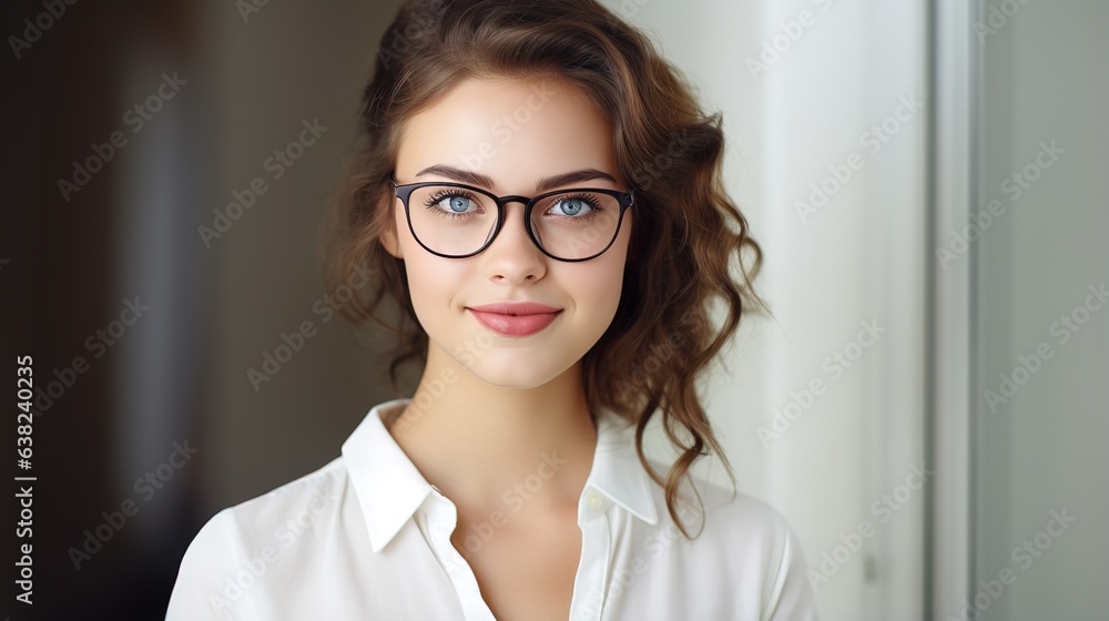 confident female doctor with glasses smiling in her office confident female doctor with glasses smiling in her office
