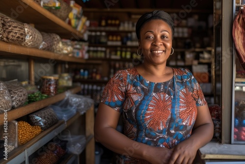 Smiling portrait of an african small business owner standing in her store