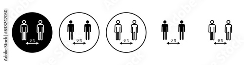 Social distance icon set. social distancing icon. self quarantine sign