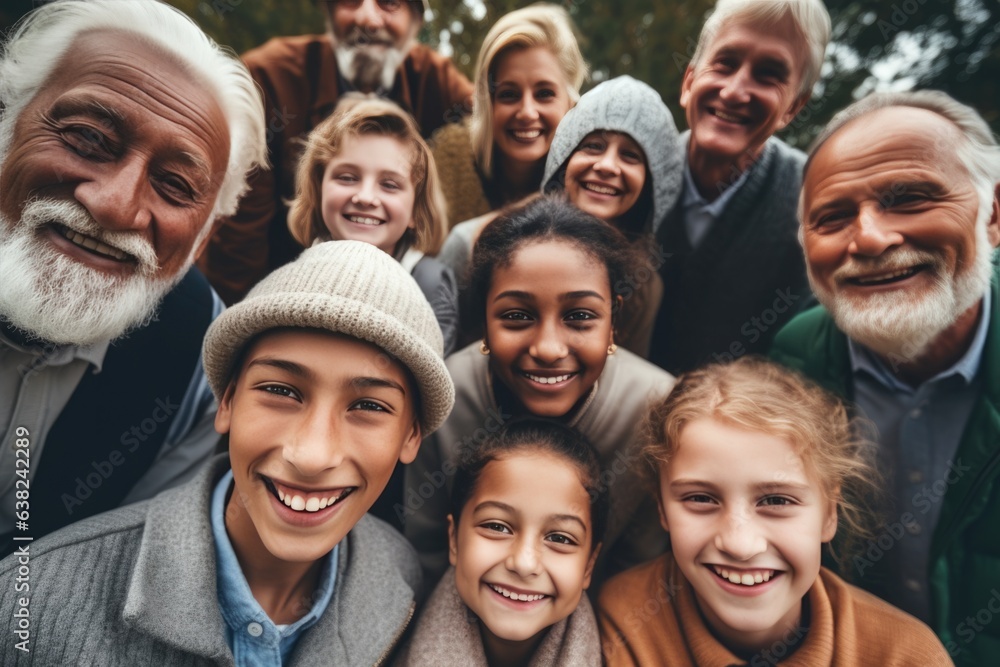 A diverse group of faces of from different cultures, kids, parents and grandparents, the elderly, aunts, uncles, friends and neighbours, kids, siblings, full of joyful celebration, selfie style family A diverse group of faces of from different cultures, kids, parents and grandparents, the elderly, aunts, uncles, friends and neighbours, kids, siblings, full of joyful celebration, selfie style family