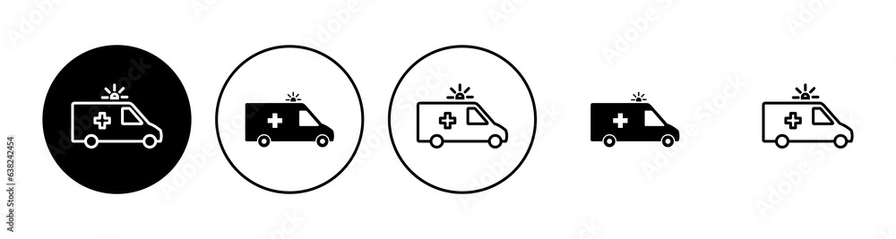 Ambulance icon set. ambulance truck icon vector. ambulance car Ambulance icon set. ambulance truck icon vector. ambulance car