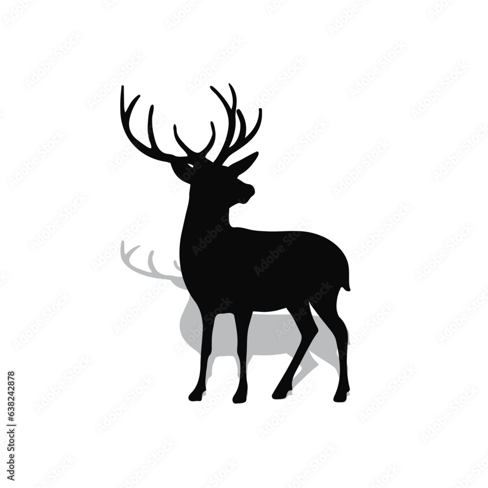Fototapeta premium Deer silhouette, wild deers – male, female and roe deer