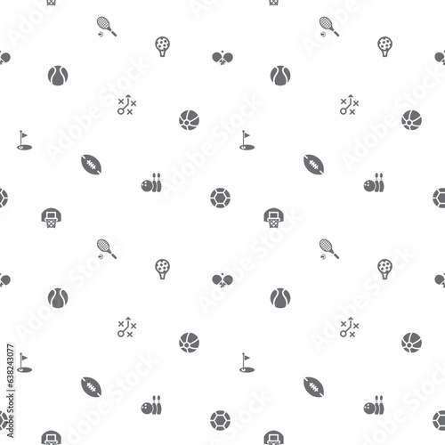 Seamless pattern with sports icon on white background. Included the icons as ball, tennis, hockey, baseball, golf, soccer, leisure activity, badminton, And Other Elements.