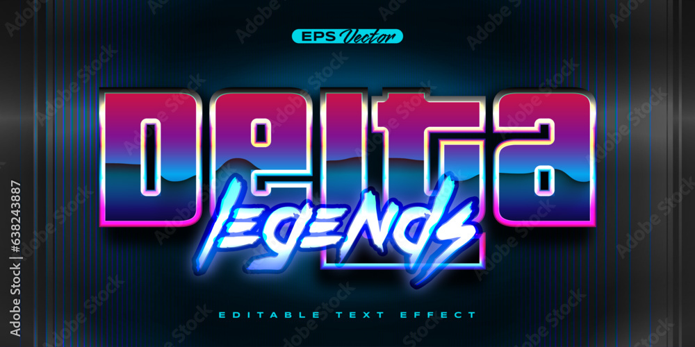 Retro shiny Y2K editable text effect delta legends