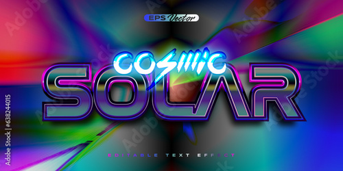 Retro shiny Y2K editable text effect cosmic solar