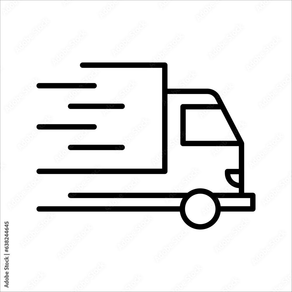 Fast shipping delivery truck flat vector icon for apps and websites, express delivery, quick move, vector illustration on white background Fast shipping delivery truck flat vector icon for apps and websites, express delivery, quick move, vector illustration on white background