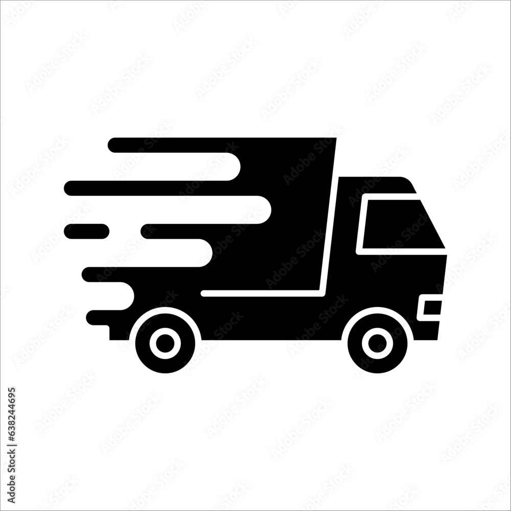 Fast shipping delivery truck flat vector icon for apps and websites, express delivery, quick move, vector illustration on white background Fast shipping delivery truck flat vector icon for apps and websites, express delivery, quick move, vector illustration on white background