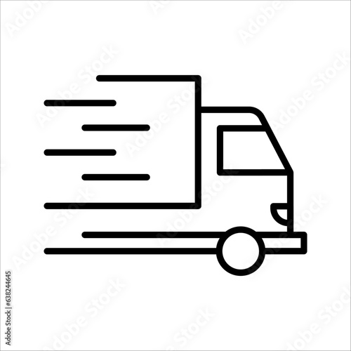 Fast shipping delivery truck flat vector icon for apps and websites, express delivery, quick move, vector illustration on white background