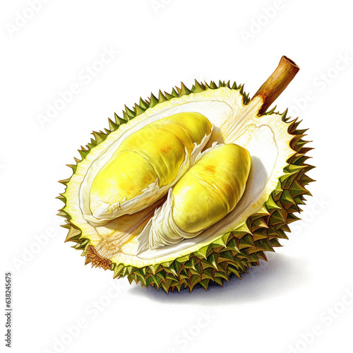 illustration photo of durian fruit on white background