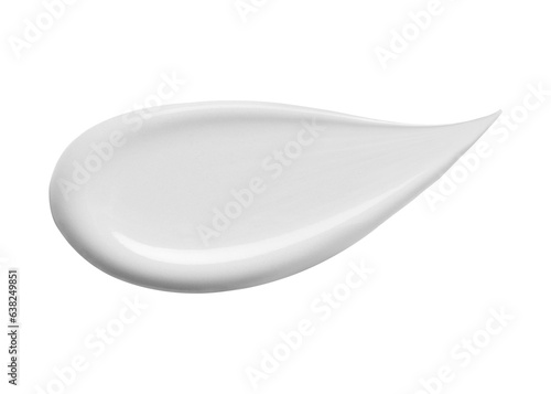 Pure White cosmetic face creme, body lotion, moisturiser smear swipe. Skin care product smudge swatch isolated on white background. BB CC cream Beauty product macro