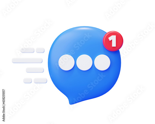 Speech bubble chat with notification messaging communication icon 3d background illustration