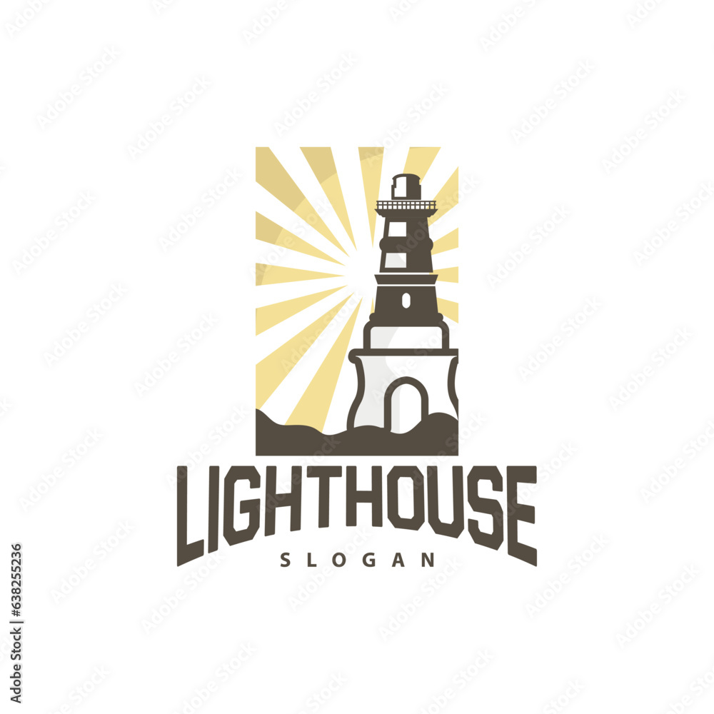 Lighthouse Logo, Beacon Vector Modern Simple Beach Searchlight Tower, Symbol Illustration Template Lighthouse Logo, Beacon Vector Modern Simple Beach Searchlight Tower, Symbol Illustration Template