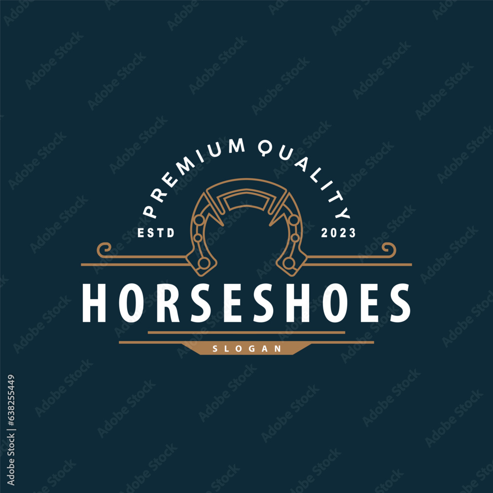 Simple Minimalist Horseshoe Logo, Western Cowboy Farm Ranch Retro Vintage Retro Design