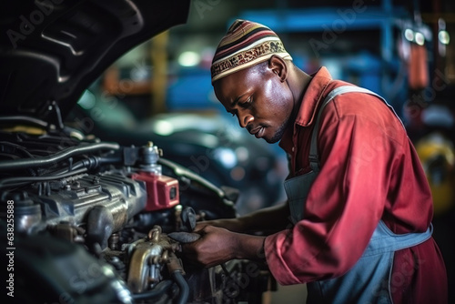 In an industrial workshop, a diverse team of skilled professionals gets their hands dirty to repair and maintain vehicles. 