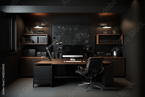 Office Interior in The Night