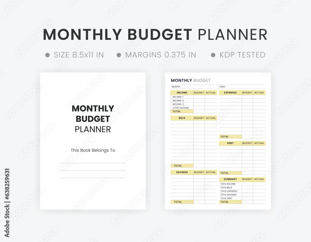 Monthly budget planner template printable