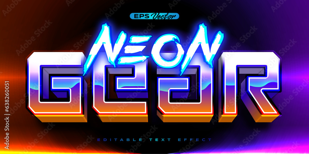 Retro shiny Y2K editable text effect neon gear Retro shiny Y2K editable text effect neon gear