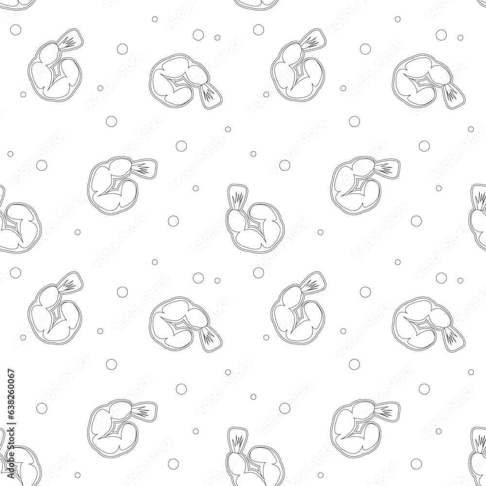 fried shrimp or prawn on white background, vector Illustration seamless pattern fried shrimp or prawn on white background, vector Illustration seamless pattern