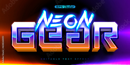 Retro shiny Y2K editable text effect neon gear