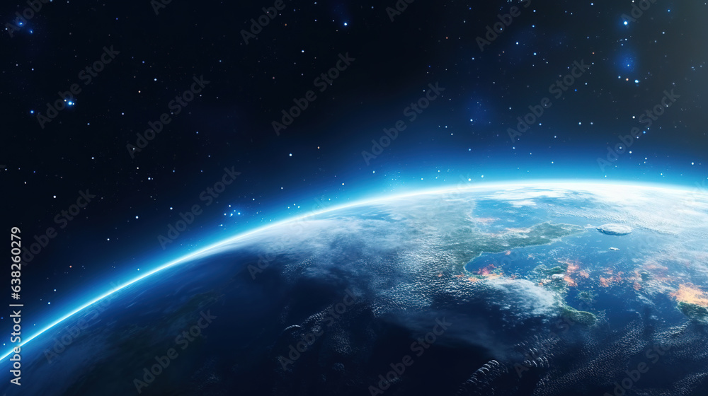 A Blue Space Background With The Earth Planet Satellite View AI Generative