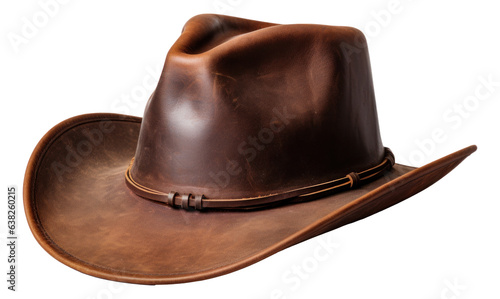 Brown leather cowboy hat isolated.